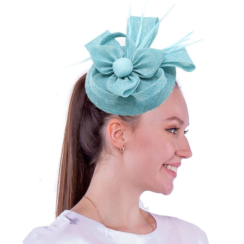 3625 Fascinators Pillbox Hat Sinamay Feather Flower Derby Ball Wedding